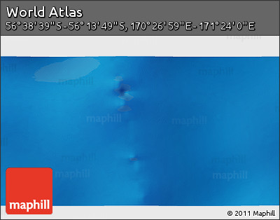 Physical 3D Map of the Area around 56° 26' 14" S, 170° 55' 30" E