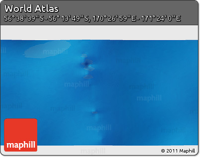 Physical 3D Map of the Area around 56° 26' 14" S, 170° 55' 30" E