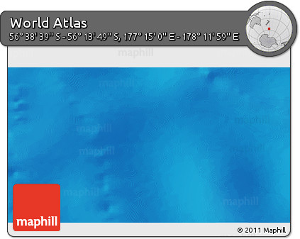Physical 3D Map of the Area around 56° 26' 14" S, 177° 43' 29" E