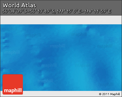 Physical 3D Map of the Area around 56° 26' 14" S, 177° 43' 29" E