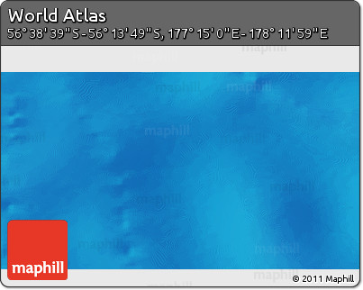 Physical 3D Map of the Area around 56° 26' 14" S, 177° 43' 29" E