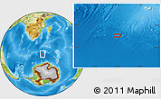 Physical Location Map of the area around 56° 26' 14" S, 36° 37' 30" E