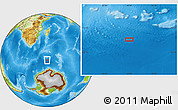 Physical Location Map of the area around 56° 26' 14" S, 45° 58' 30" E