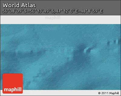 Satellite 3D Map of the Area around 56° 26' 14" S, 47° 40' 29" E