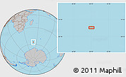 Gray Location Map of the area around 56° 26' 14" S, 50° 13' 30" E