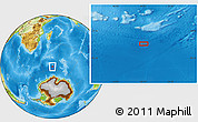 Physical Location Map of the area around 56° 26' 14" S, 50° 13' 30" E
