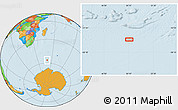 Political Location Map of the area around 56° 26' 14" S, 50° 13' 30" E