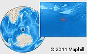 Shaded Relief Location Map of the area around 56° 26' 14" S, 50° 13' 30" E