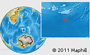 Physical Location Map of the area around 56° 26' 14" S, 51° 4' 30" E