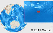 Shaded Relief Location Map of the area around 56° 26' 14" S, 51° 4' 30" E
