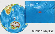 Physical Location Map of the area around 56° 26' 14" S, 51° 55' 29" E