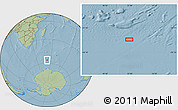 Savanna Style Location Map of the area around 56° 26' 14" S, 51° 55' 29" E, hill shading