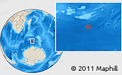 Shaded Relief Location Map of the area around 56° 26' 14" S, 51° 55' 29" E