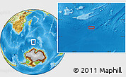 Physical Location Map of the area around 56° 26' 14" S, 52° 46' 29" E