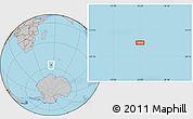 Gray Location Map of the area around 56° 26' 14" S, 55° 19' 30" E
