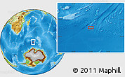 Physical Location Map of the area around 56° 26' 14" S, 55° 19' 30" E