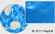 Shaded Relief Location Map of the area around 56° 26' 14" S, 55° 19' 30" E