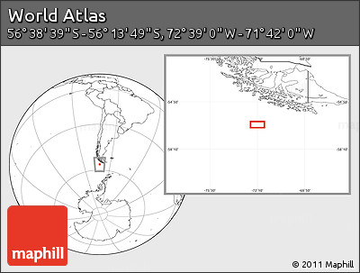 Blank Location Map of the Area around 56° 26' 14" S, 72° 10' 30" W