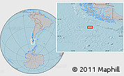 Gray Location Map of the area around 56° 26' 14" S, 73° 1' 30" W, hill shading