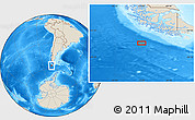 Shaded Relief Location Map of the area around 56° 26' 14" S, 73° 1' 30" W
