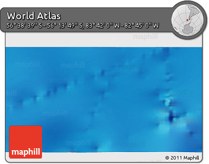 Shaded Relief 3D Map of the Area around 56° 26' 14" S, 83° 13' 29" W