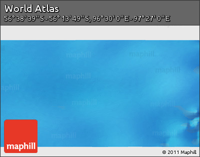 Physical 3D Map of the Area around 56° 26' 14" S, 96° 58' 29" E