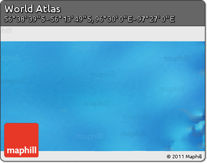 Physical 3D Map of the Area around 56° 26' 14" S, 96° 58' 29" E