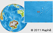 Physical Location Map of the area around 56° 26' 14" S, 96° 58' 29" E