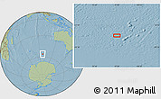 Savanna Style Location Map of the area around 56° 26' 14" S, 96° 58' 29" E, hill shading