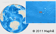 Shaded Relief Location Map of the area around 56° 26' 14" S, 96° 58' 29" E