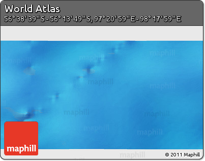 Physical 3D Map of the Area around 56° 26' 14" S, 97° 49' 29" E