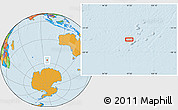 Political Location Map of the area around 56° 26' 14" S, 97° 49' 29" E