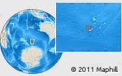 Shaded Relief Location Map of the area around 56° 26' 14" S, 97° 49' 29" E