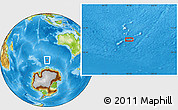 Physical Location Map of the area around 56° 26' 14" S, 99° 31' 30" E