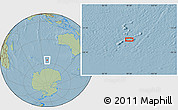 Savanna Style Location Map of the area around 56° 26' 14" S, 99° 31' 30" E, hill shading