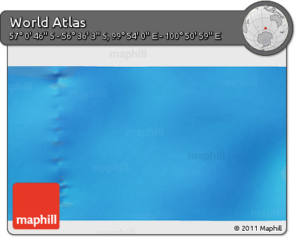 Physical 3D Map of the Area around 56° 48' 24" S, 100° 22' 30" E