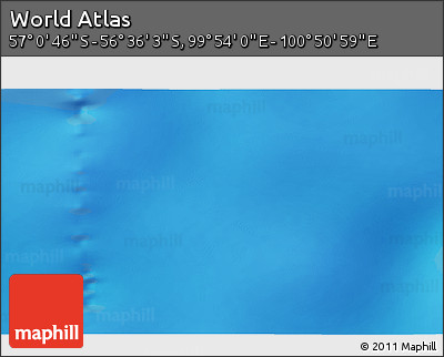 Physical 3D Map of the Area around 56° 48' 24" S, 100° 22' 30" E