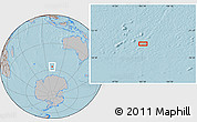 Gray Location Map of the area around 56° 48' 24" S, 101° 13' 29" E, hill shading
