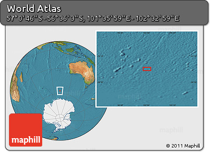 Satellite Location Map of the Area around 56° 48' 24" S, 102° 4' 29" E