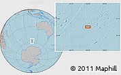 Gray Location Map of the area around 56° 48' 24" S, 105° 28' 29" E, hill shading