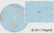Gray Location Map of the area around 56° 48' 24" S, 106° 19' 29" E, hill shading