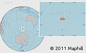 Gray Location Map of the area around 56° 48' 24" S, 107° 10' 30" E, hill shading