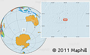 Political Location Map of the area around 56° 48' 24" S, 108° 52' 30" E