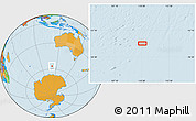 Political Location Map of the area around 56° 48' 24" S, 110° 34' 29" E