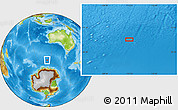 Physical Location Map of the area around 56° 48' 24" S, 112° 16' 30" E