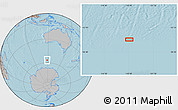 Gray Location Map of the area around 56° 48' 24" S, 118° 13' 29" E, hill shading