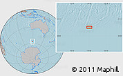 Gray Location Map of the area around 56° 48' 24" S, 119° 4' 29" E, hill shading
