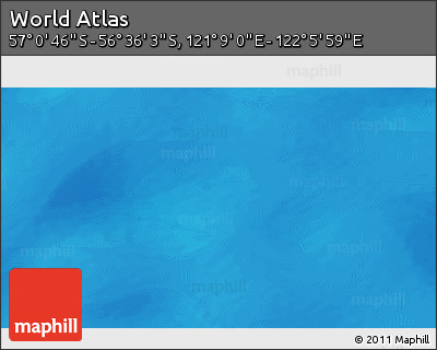 Physical 3D Map of the Area around 56° 48' 24" S, 121° 37' 30" E