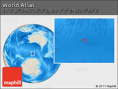 Shaded Relief Location Map of the Area around 56° 48' 24" S, 121° 37' 30" E