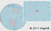 Gray Location Map of the area around 56° 48' 24" S, 123° 19' 29" E, hill shading